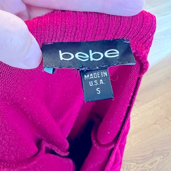 bebe Pink “Lipstick Diva” Butterfly Flutter Sleeve Sweater Tunic Top - Size S - Picture 3 of 4